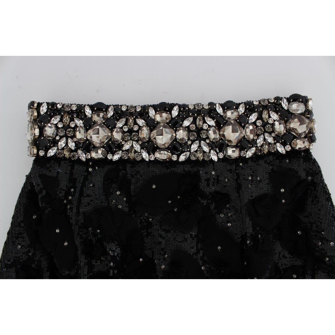 Dolce & Gabbana Crystal Sequined Silk High Waist Shorts Dolce & Gabbana