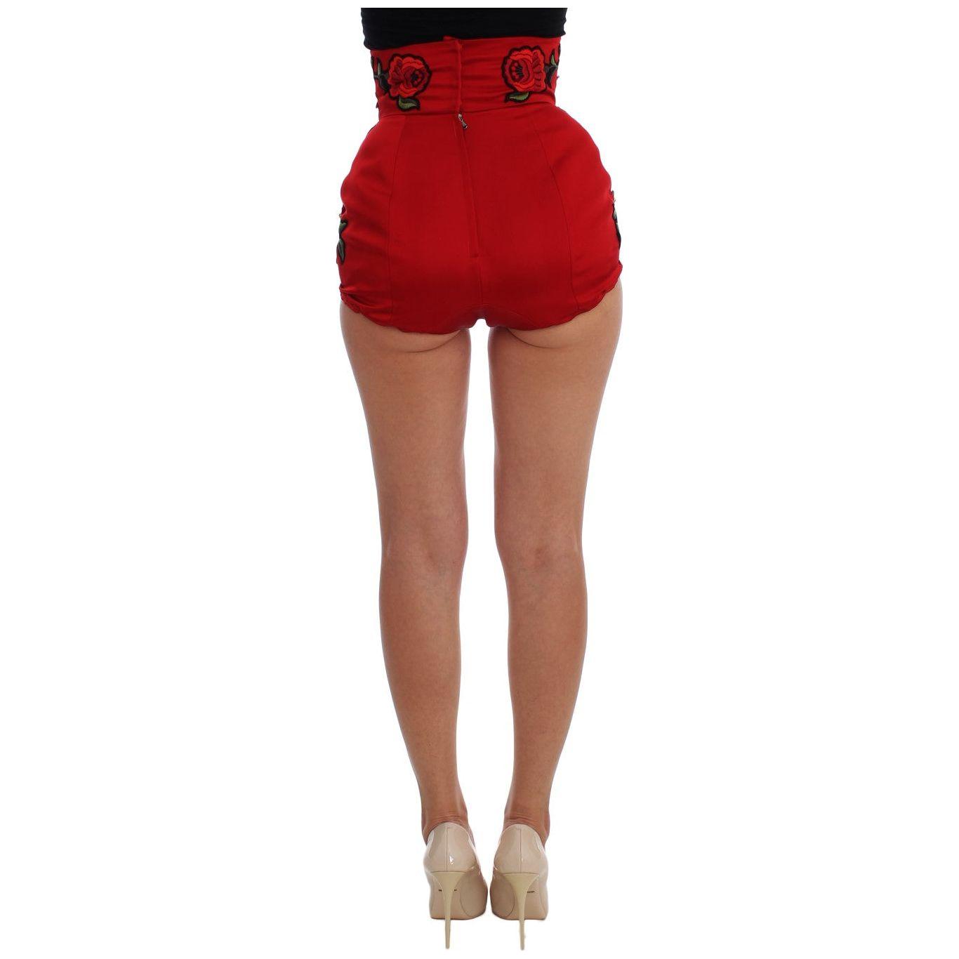 Dolce & Gabbana Elegant Silk High Waist Embroidered Shorts Dolce & Gabbana