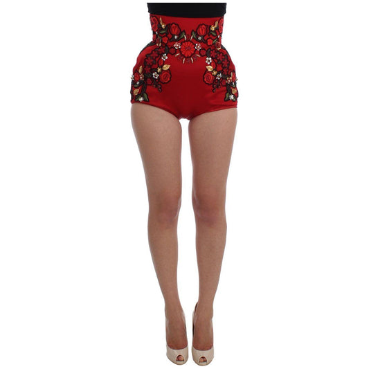 Dolce & Gabbana Elegant Silk High Waist Embroidered Shorts Dolce & Gabbana