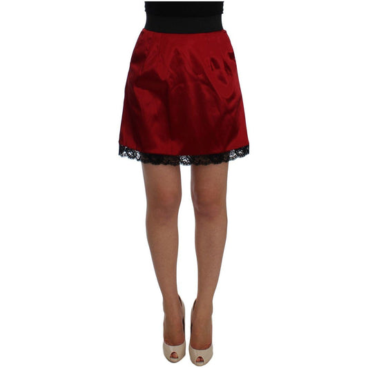 Dolce & Gabbana Elegant Red Lace High-Waist Skirt Dolce & Gabbana