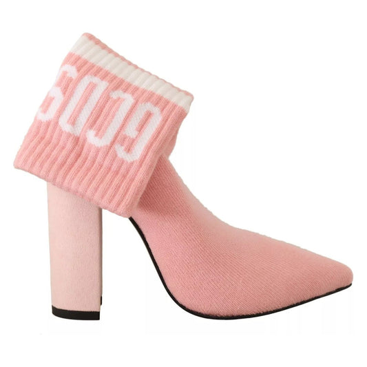 GCDS Pink Suede Logo Socks Block Heel Ankle Boots Shoes 1728,67345645728,Boots - Women - Shoes,EU36/US5.5,GCDS,Material: Suede,Pink,Preowned / Defect,Shoes,Women,Women - Shoes GCDS LA9416-36