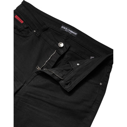 Dolce & Gabbana Black Cotton High Waist Skinny Denim Jeans