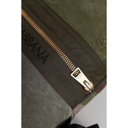 Dolce & Gabbana Military Green Patchwork Rucksack Backpack Bag