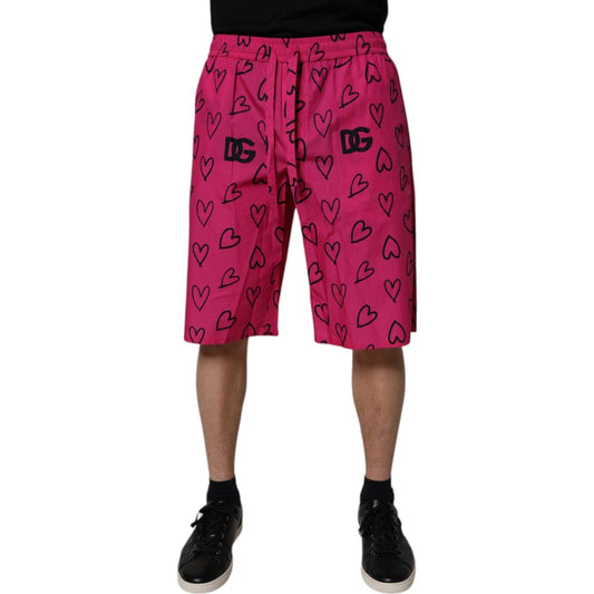 Dolce & Gabbana Pink Cotton Heart Print Bermuda Shorts 1728,67345645728,Clothing,Dolce & Gabbana,IT48 | M,Material: 100% Cotton,Men,Men - Clothing,New with tags,Pink,Shorts - Men - Clothing Dolce & Gabbana PAN75741-48