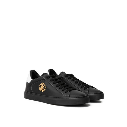 Roberto Cavalli Black Leather Sneaker Roberto Cavalli Dark Slate Gray