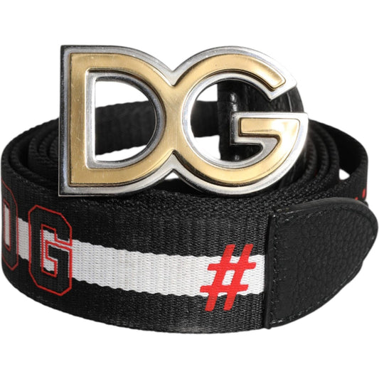 Dolce & Gabbana Black White Printed Metal Logo Buckle Belt 100 cm / 40 Inches,105 cm / 42 Inches,1728,67345645728,95 cm / 38 Inches,Accessories,Belts - Men - Accessories,Black and White,Dolce & Gabbana,Material: 95% Cotton 5% Calf Leather,Men,Men - Access