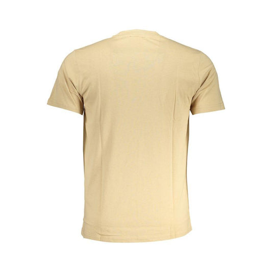Cavalli Class beige cotton T-shirt, short-sleeved, crew neck, back view showcasing design and logo print.