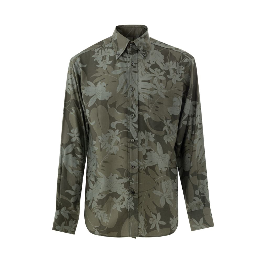 Tom Ford Green Lyocell Pattern Shirt