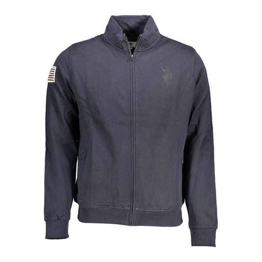 U.S. POLO ASSN. blue cotton men's sweater with zip-up, contrasting accents, and iconic embroidery for a stylish, comfortable look.