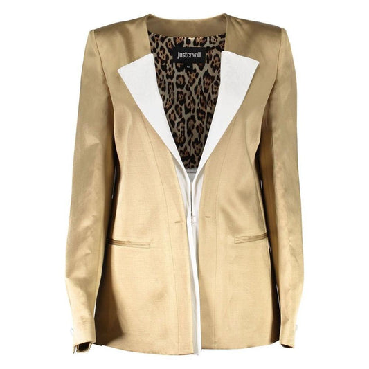 Just Cavalli Gold Linen Women Jacket
