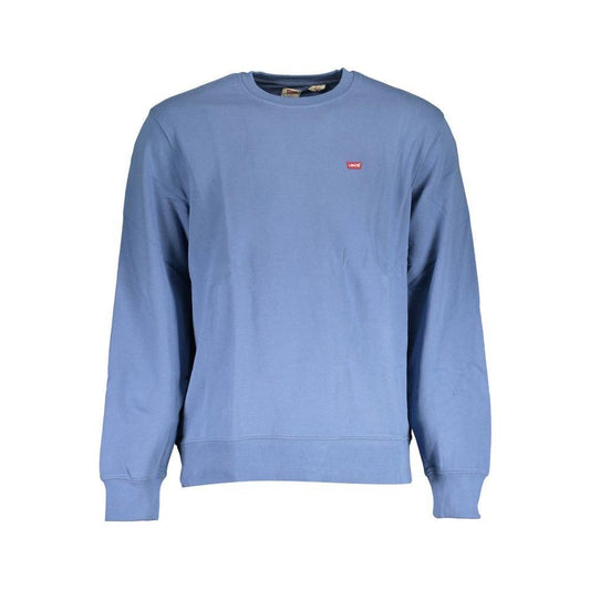 Levi's blue cotton men's sweater with crew neck and logo, offering timeless and comfortable style. Made in Turkey.