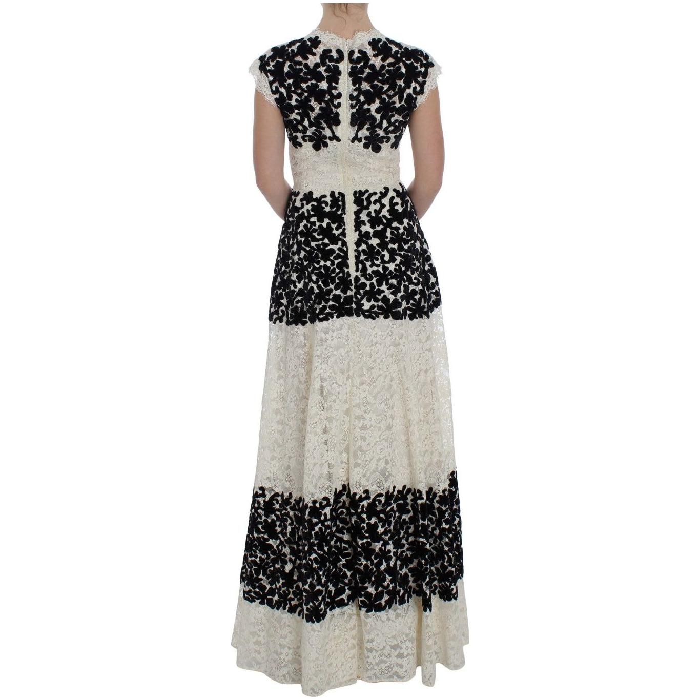 Dolce & Gabbana Elegant Floral Lace Cap Sleeve Maxi Dress Dolce & Gabbana