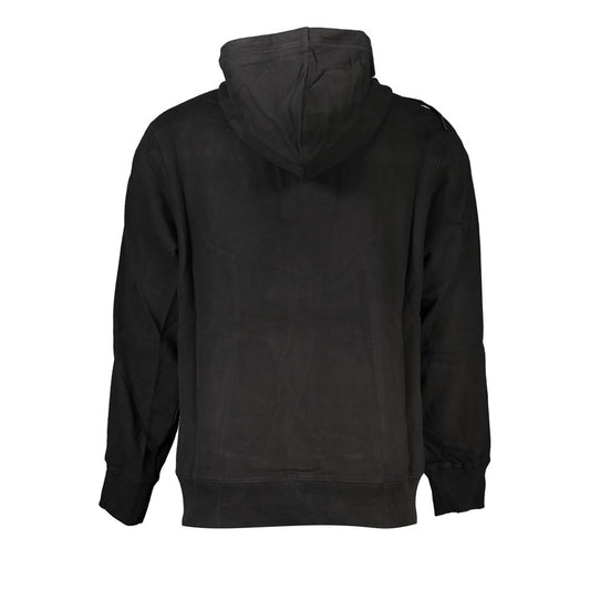 Calvin Klein elegant long sleeve black hooded sweater made from regenerative cotton, featuring a soft interior, useful pockets, and zip closure.