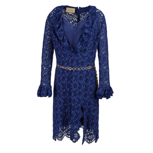 Gucci Blu Viscose and Cotton Mid Long Dress