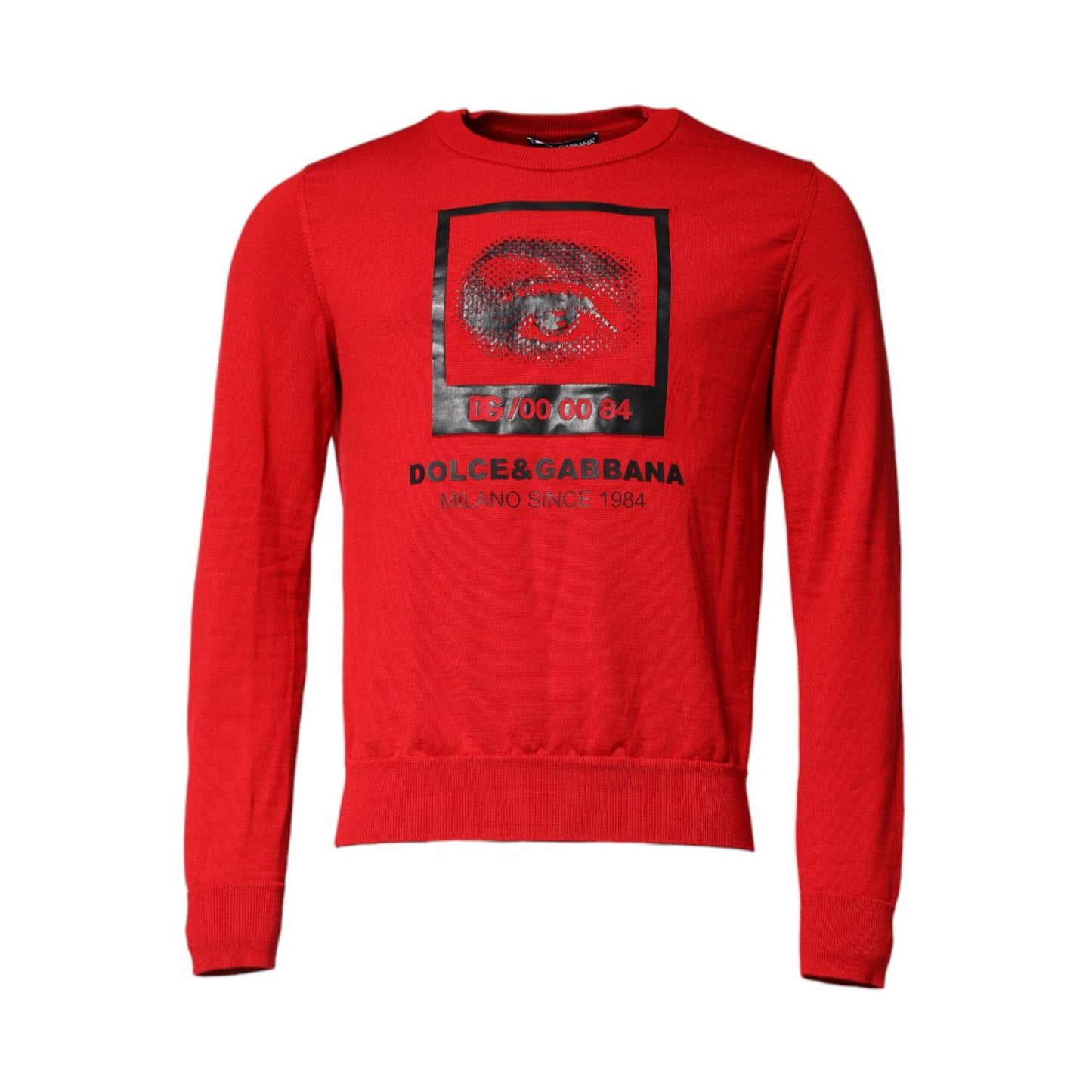 Dolce & Gabbana Red Eye Print Crew Neck Men Pullover Sweater