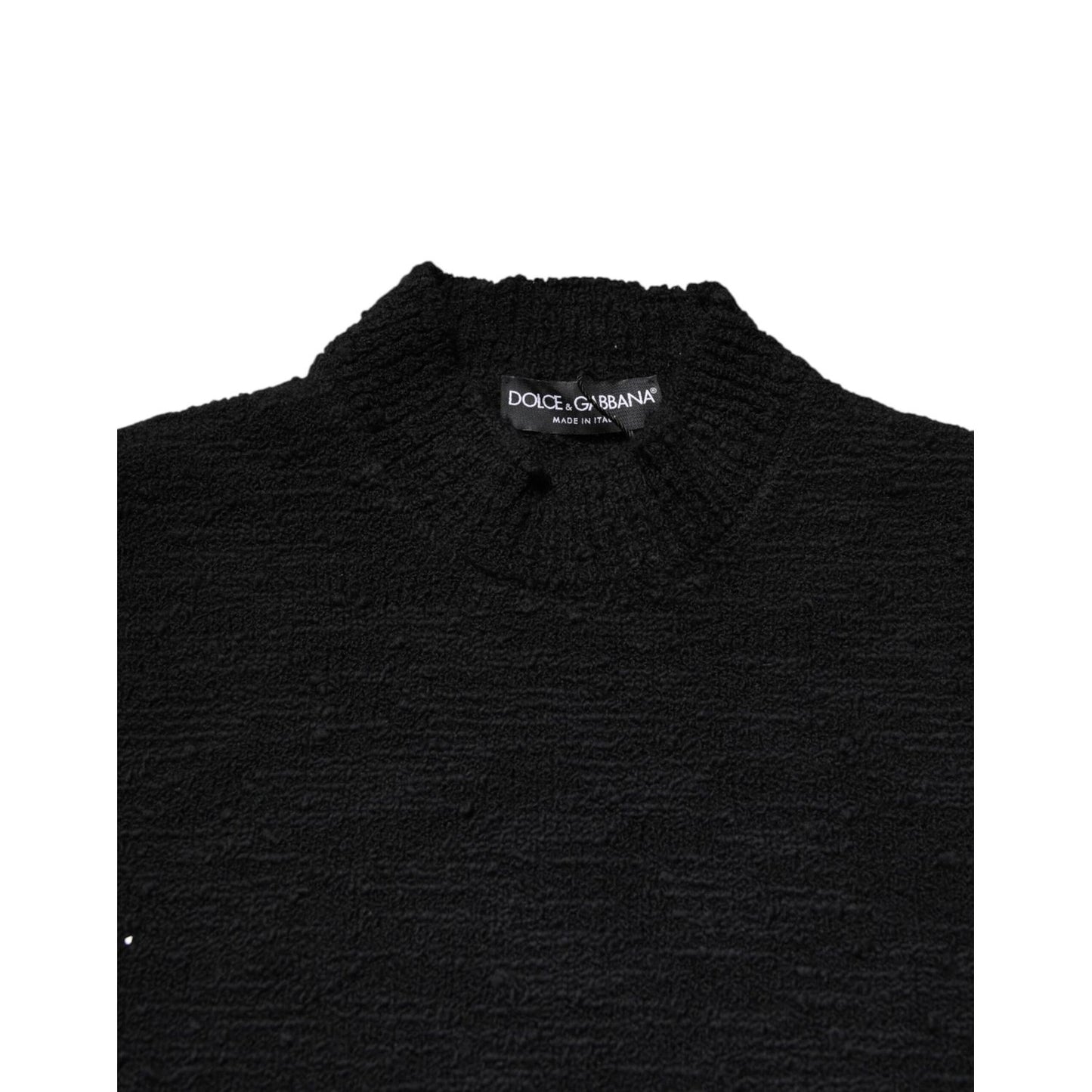 Dolce & Gabbana Black Wool Knit Crew Neck Pullover Sweater