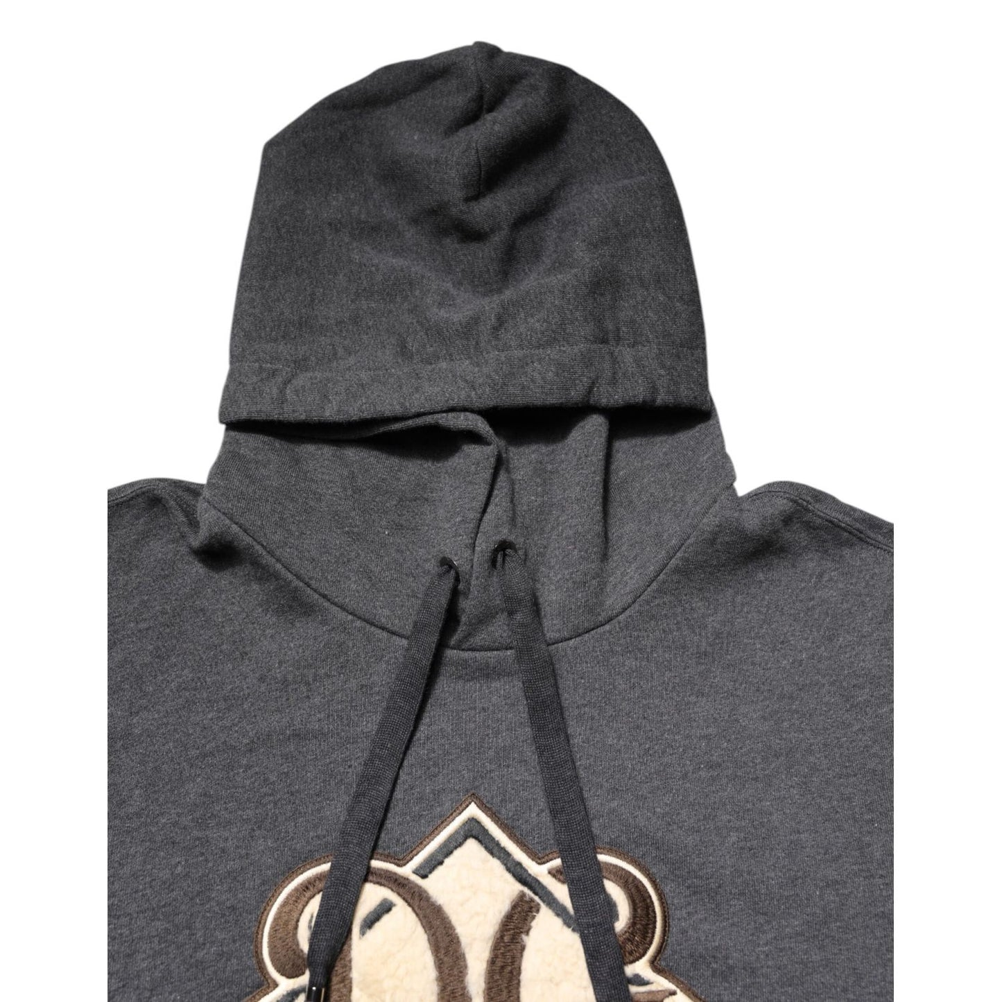 Dolce & Gabbana Gray Logo Patch Hooded Sweatshirt Sweater