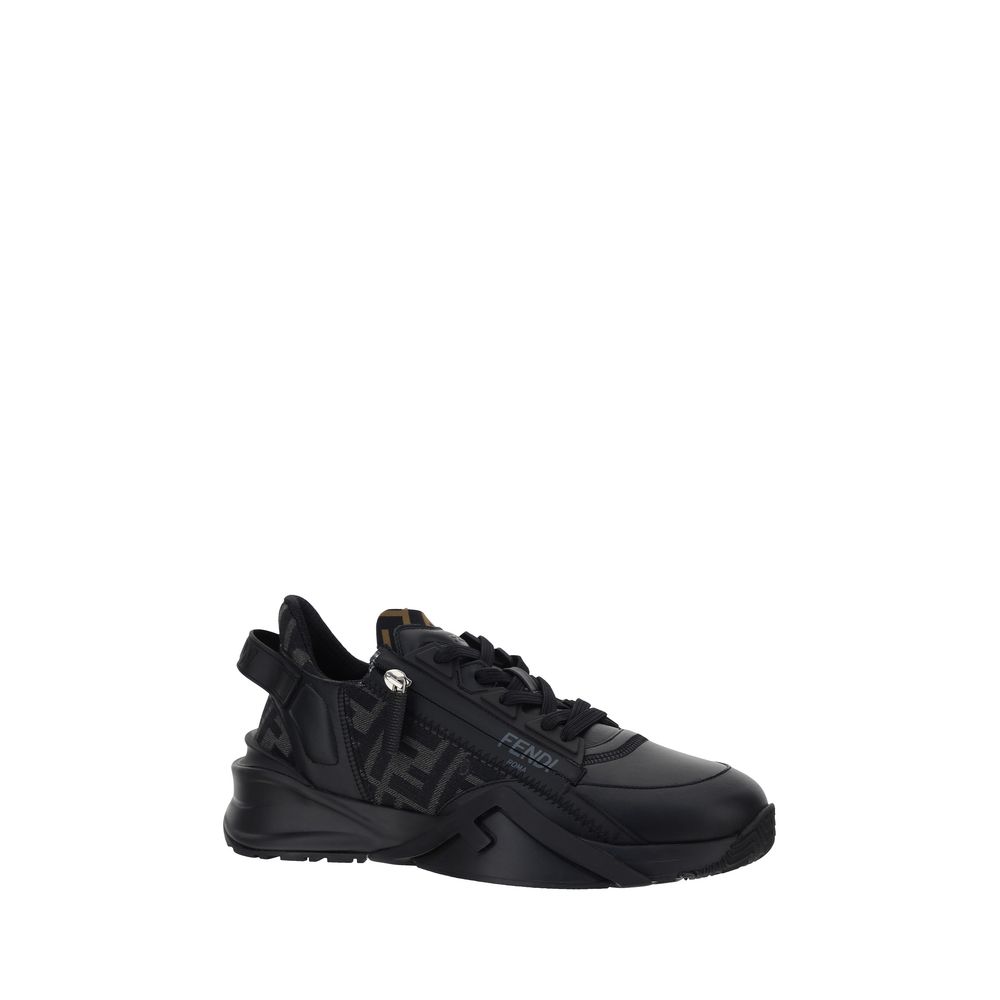 Fendi Black Calf Leather Bos Taurus Athletic Sneakers