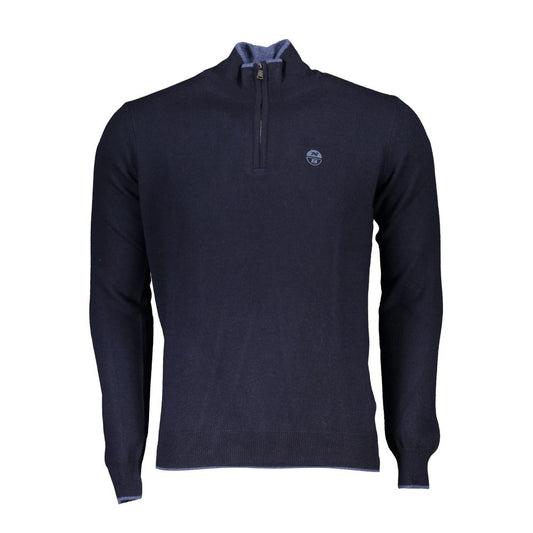 North Sails blue polyamide men's turtleneck sweater with logo, sustainable and maritime-inspired design, premium comfort and style.