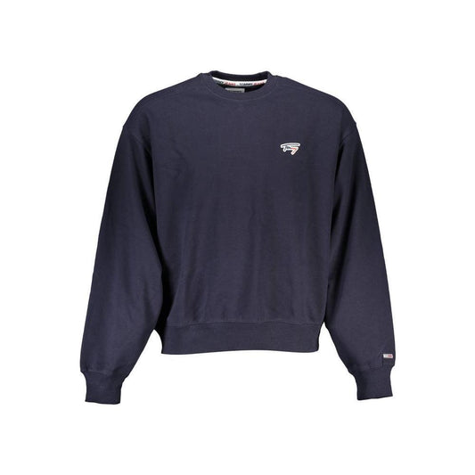 Tommy Hilfiger Chic Blue Crew Neck Sweater with Logo Detail, sustainable fabric, classic style, perfect for casual wear.