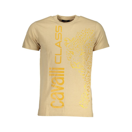 Cavalli Class Beige Cotton Men T-Shirt