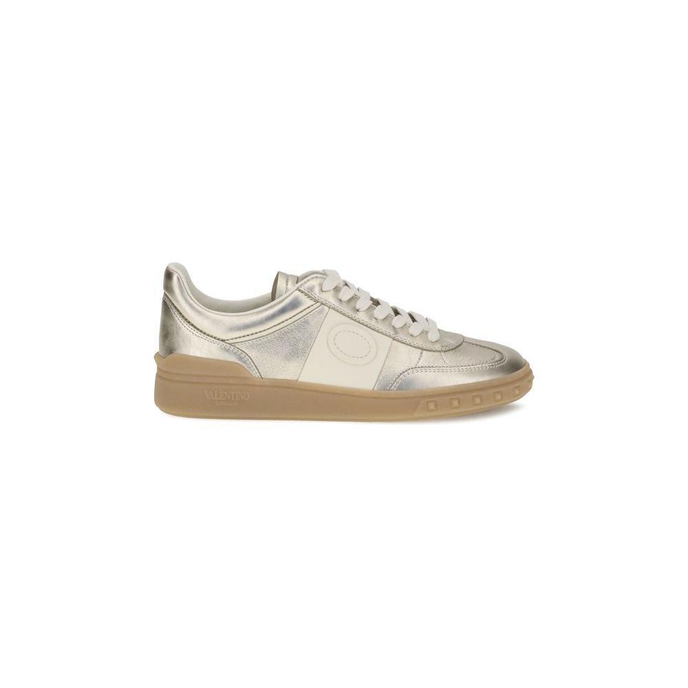 Valentino Garavani Laminated leather Upvillage Sneakers 1728,72470364320,EU36.5/US6.5,EU36/US6,EU37.5/US7.5,EU37/US7,EU38.5/US8.5,EU39/US9,EU40/US10,EU41/US11,Gold,New with tags,Shoes,Sneakers - Women - Shoes,Valentino Garavani,Women,Women - Shoes Valenti