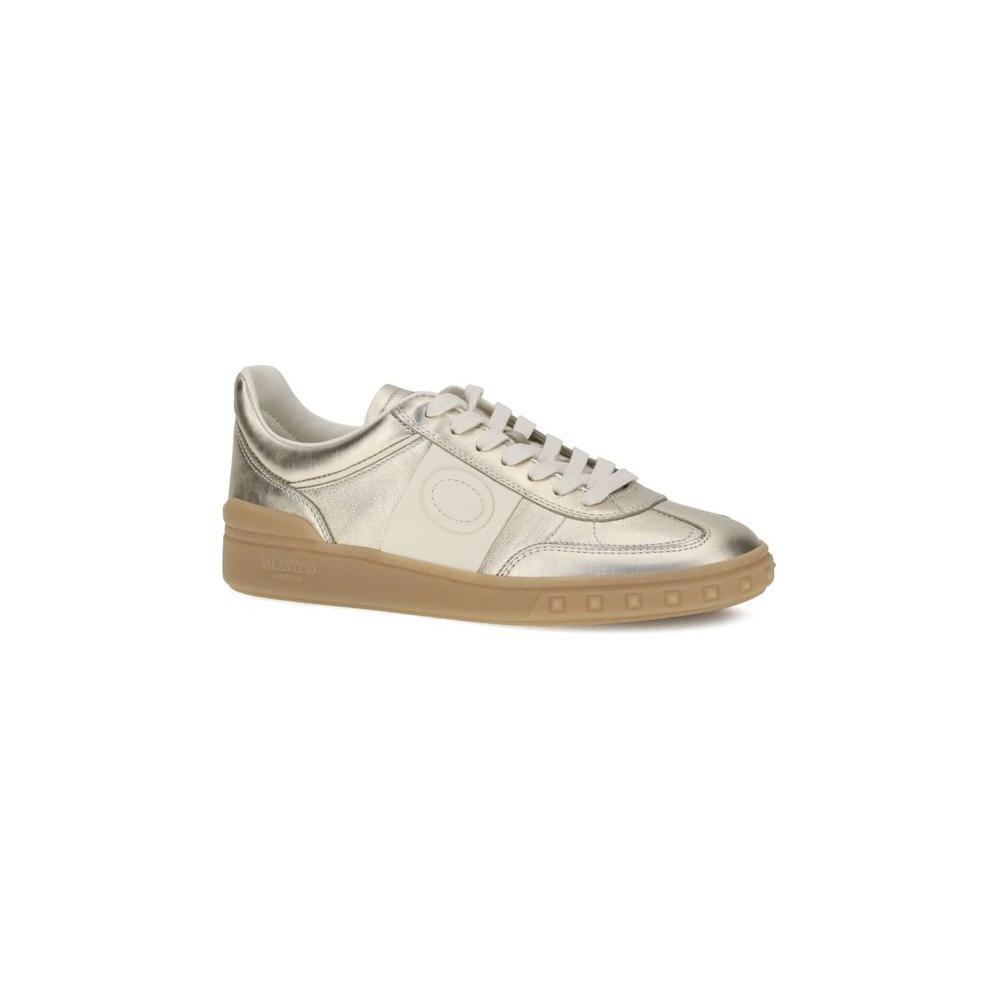 Valentino Garavani Laminated leather Upvillage Sneakers 1728,72470364320,EU36.5/US6.5,EU36/US6,EU37.5/US7.5,EU37/US7,EU38.5/US8.5,EU39/US9,EU40/US10,EU41/US11,Gold,New with tags,Shoes,Sneakers - Women - Shoes,Valentino Garavani,Women,Women - Shoes Valenti