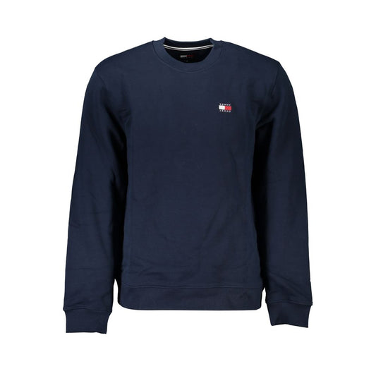 Tommy Hilfiger elegant crew neck fleece sweatshirt in navy blue with signature logo, long sleeves, made from 100% cotton.