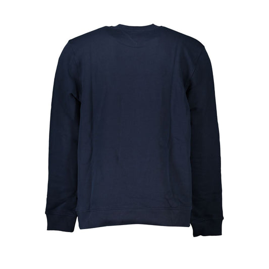 Rear view of navy Tommy Hilfiger crew neck fleece sweatshirt with long sleeves, showcasing elegant design and comfort.