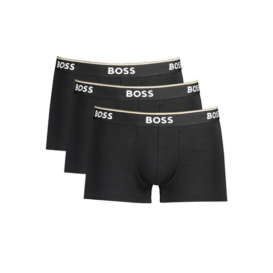 Hugo Boss Black Cotton Men's Boxer Underwear Pack with logo waistband showcasing sleek and comfortable design.