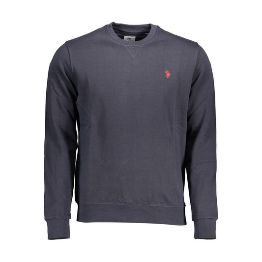 Men's blue U.S. POLO ASSN. cotton sweater with logo embroidery, featuring long sleeves and casual elegance for stylish comfort.