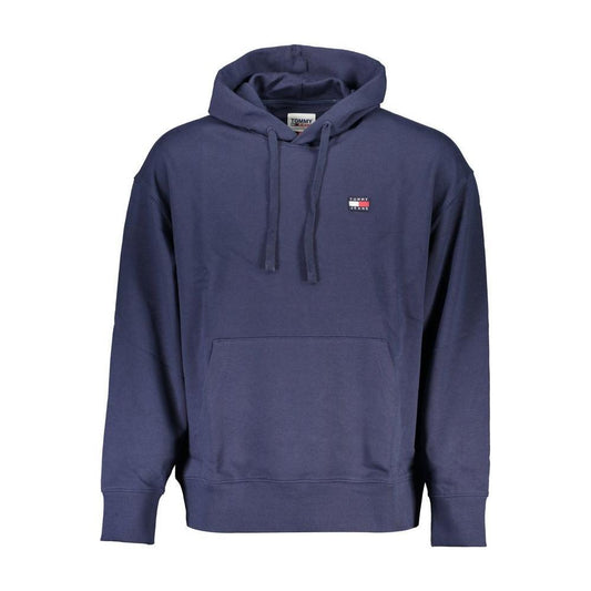 Tommy Hilfiger chic blue hooded sweatshirt with logo detail, 100% cotton, central pocket, perfect for casual style and comfort.