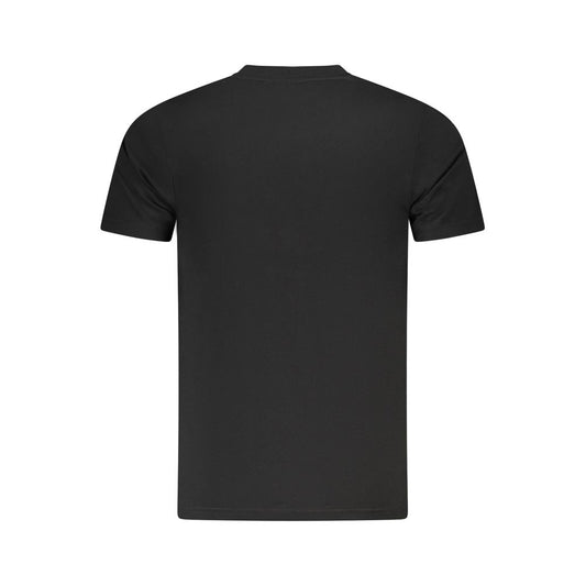 Back view of Cavalli Class black cotton men's T-shirt with short sleeves and crew neck.