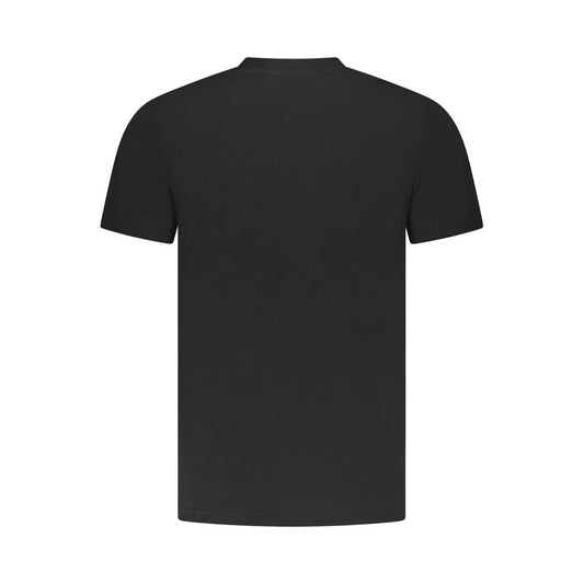 Back view of Cavalli Class Black Cotton Men T-Shirt with short sleeves and crew neck