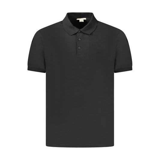 Calvin Klein black cotton men polo shirt with three-button placket and logo embroidery, classic fit for casual elegance.