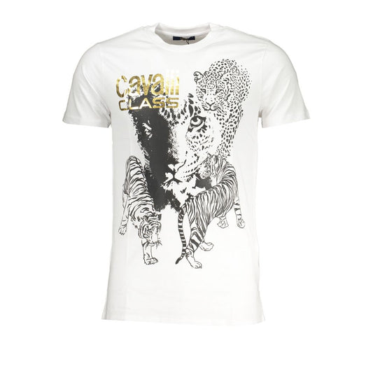 Cavalli Class Bianco Cotton Men T-Shirt