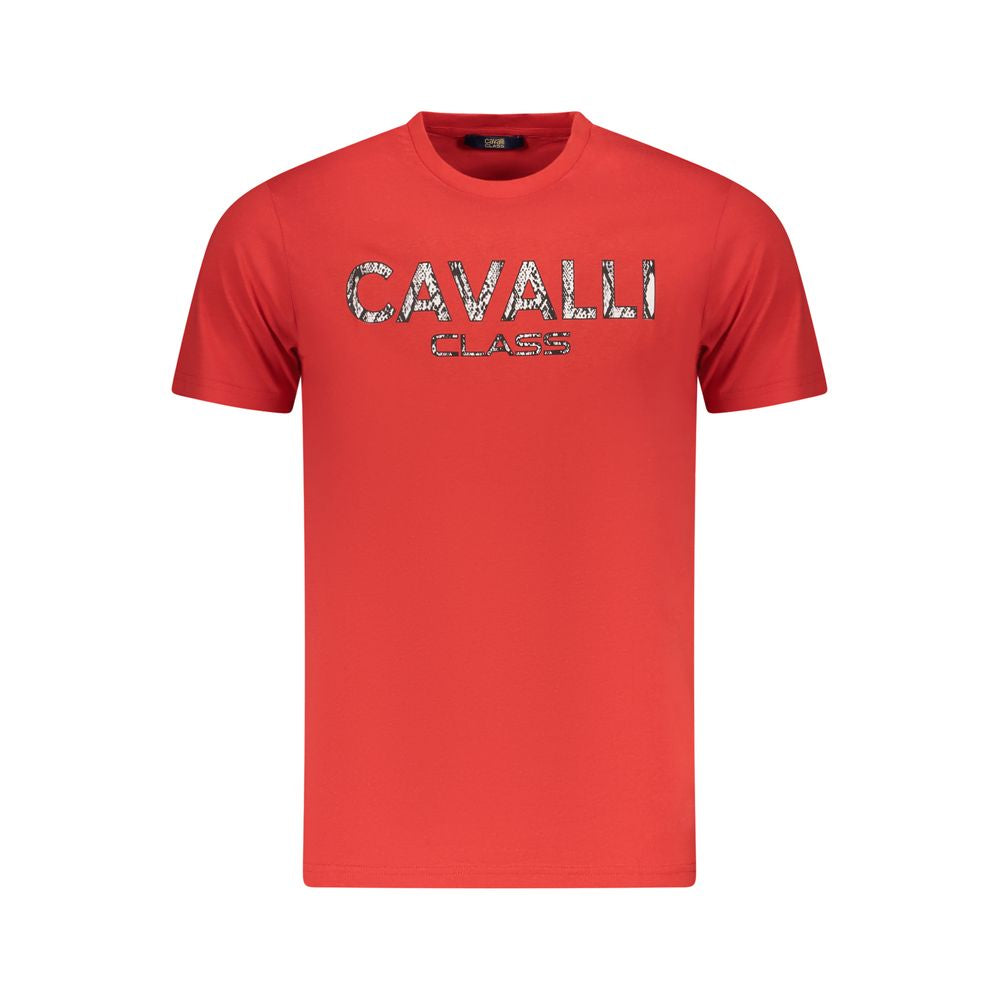 Cavalli Class Rosso Cotton Men T-Shirt