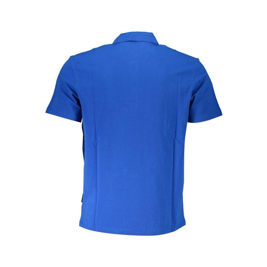 Back view of blue Napapijri Elegant Short Sleeved Cotton Polo, showcasing simple design and quality fabric. Versatile men's fashion.