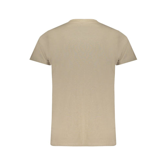 Back view of Norway 1963 beige cotton t-shirt, short-sleeved, crew neck, with logo print.