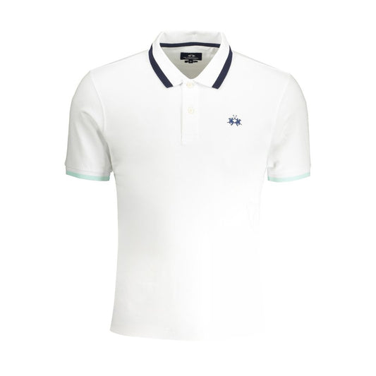 La Martina White Cotton Men Polo Shirt