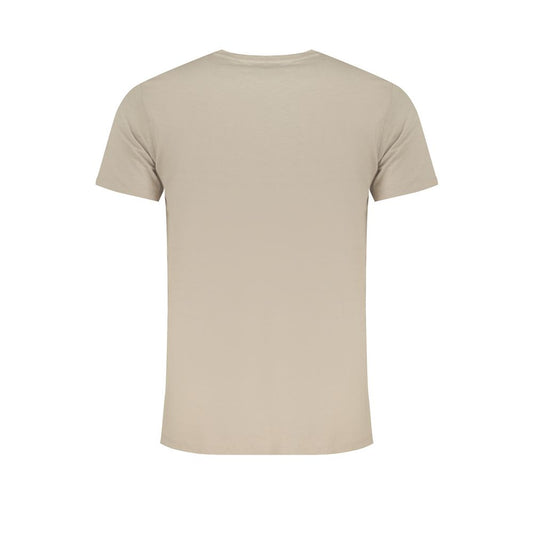 Back view of beige Norway 1963 cotton T-shirt featuring short sleeves and crew neck, perfect casual wear for comfort and style.