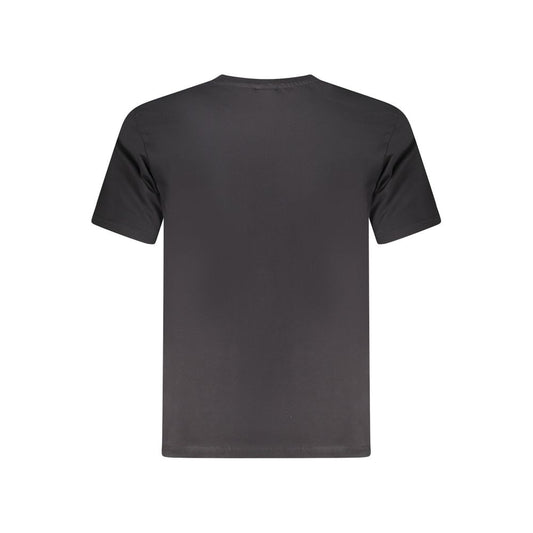 Back view of North Sails black cotton men’s t-shirt with crew neck, showcasing simple design and comfortable fit.