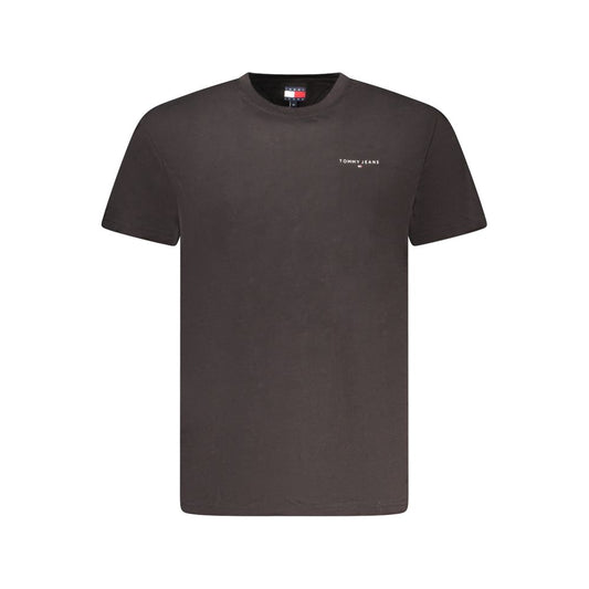 Tommy Hilfiger Black Cotton Men T-Shirt with Logo, Short Sleeves, Crew Neck, Eco-Friendly Fashion, Modern Sophistication, Front View