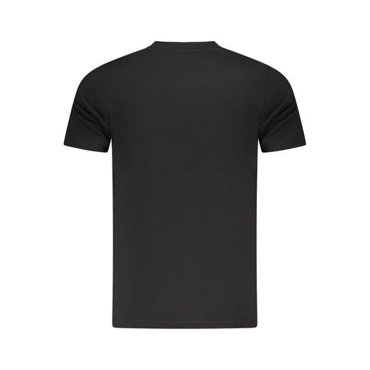 Back view of Cavalli Class black cotton men's T-shirt showcasing premium design and comfort.