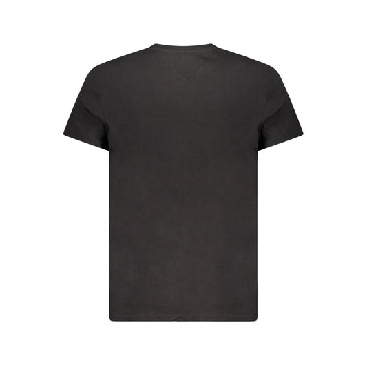 Back view of Tommy Hilfiger black cotton men’s t-shirt showcasing simplicity and minimalist style.