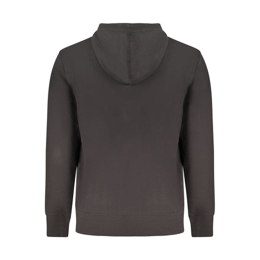 Calvin Klein black cotton men's sweater, back view, featuring a hood and sleek black design for modern sophistication.