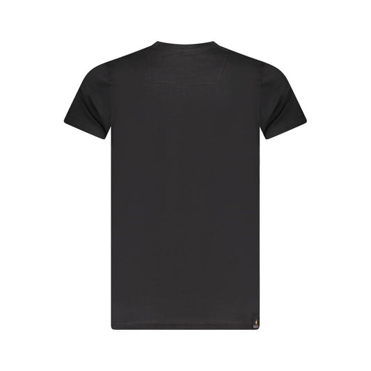 Accademia Militare black cotton T-shirt, short sleeve crew neck design with contrast print logo, back view
