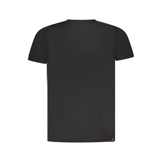 Rear view of Accademia Militare black cotton T-shirt with short sleeves, crew neck, and eagle logo print.