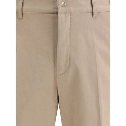 Fendi Brown Cotton Casual Pants