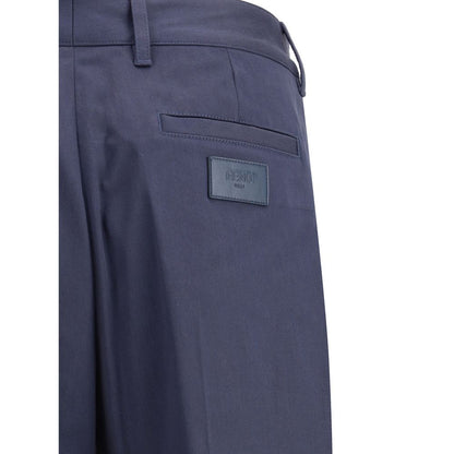 Fendi Blue Cotton Casual Pants